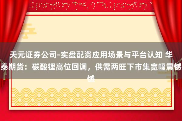 天元证券公司-实盘配资应用场景与平台认知 华泰期货：碳酸锂高位回调，供需两旺下市集宽幅震憾