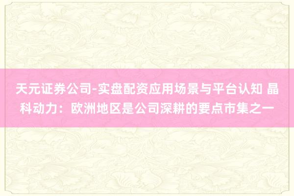 天元证券公司-实盘配资应用场景与平台认知 晶科动力：欧洲地区是公司深耕的要点市集之一
